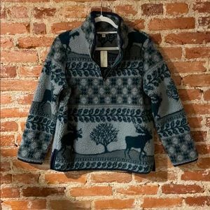 Rare NWT L.L. Bean Jacquard sherpa fleece reindeer